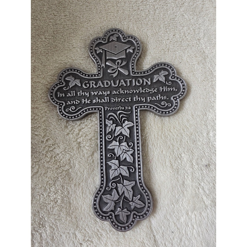 Ganz Graduation Wall Cross Proverbs 3:6 Pewter Finish Religious Gift 6 Inch